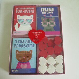 NWT cool cats valentine cards set 24 folded cards envelopes erasers
